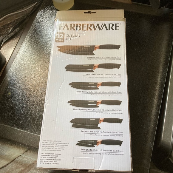 New In Box COPPER Faberware 12 piece Cutlery Knife Set - Picture 3 of 8